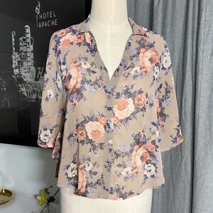 Forever 21 Beige Floral Blouse